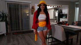 Two masked man approach a thick Latina for a three-way