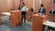 Hot Brunette In The Courtroom Gangbang With Eight Cocks