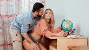 Assy blonde hates geography but loves huge dicks anyway