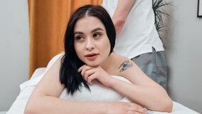 Tattoeod chick wants a massage and a big cock in her