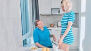 Petite blonde teen craves fucking older buddy with fat cock