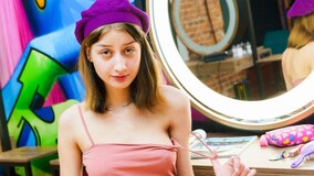 Attractive tattooed ho squirts at work on smashing clit