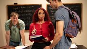 Two boys spitroast the hell out of their MILF teacher